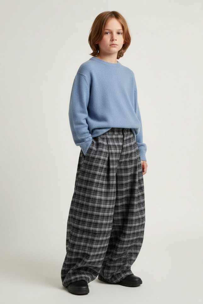 Pantalon Ecossais Gris - Laine