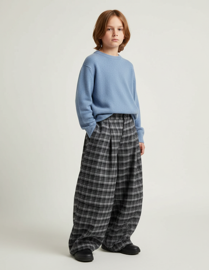 Pantalon Ecossais Gris - Laine