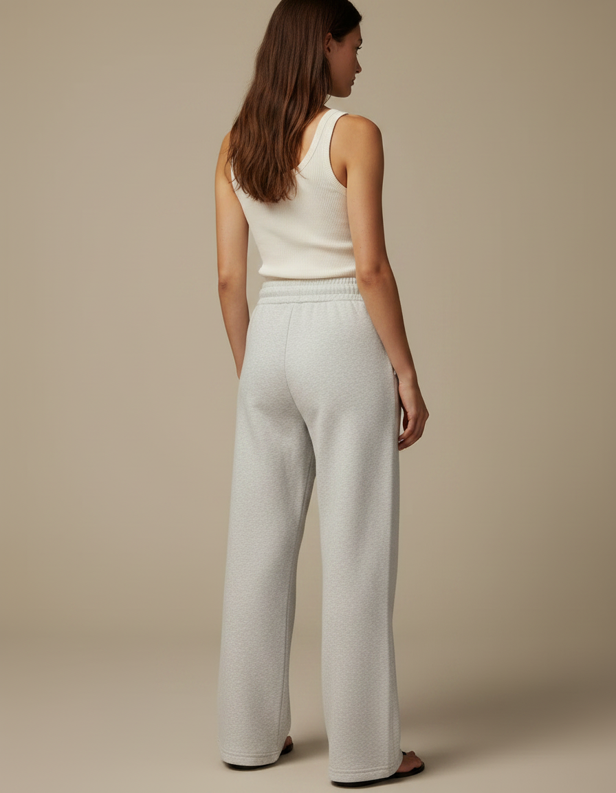 Pantalon Gris Ample Décontracté Brodé Femme - Molleton - vue 2