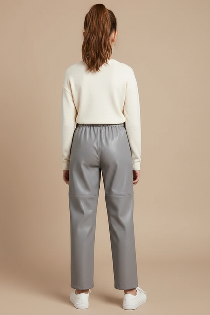 Pantalon Simili Cuir Gris - vue 2
