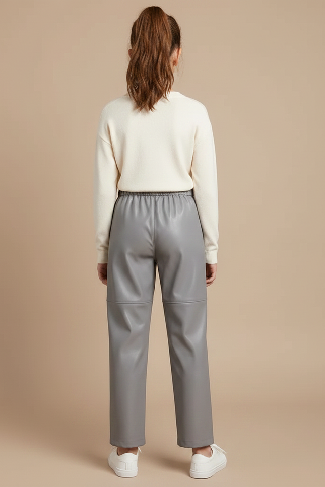 Pantalon Simili Cuir Gris - vue 2
