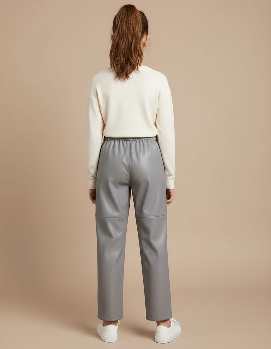Pantalon Simili Cuir Gris - vue 2