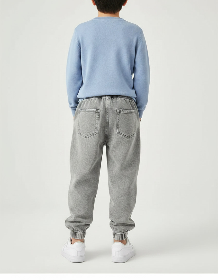 Pantalon Gris Ample Décontracté Garçon Patches - Jean - vue 2