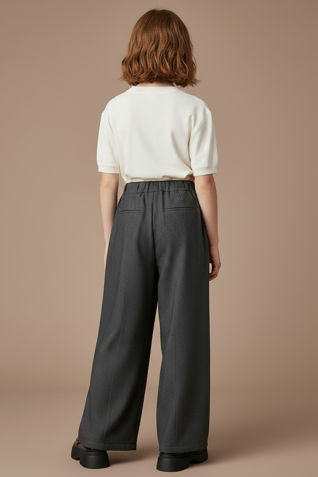 Pantalon Gris Ample Décontracté Enfant Large - Tweed - vue 2