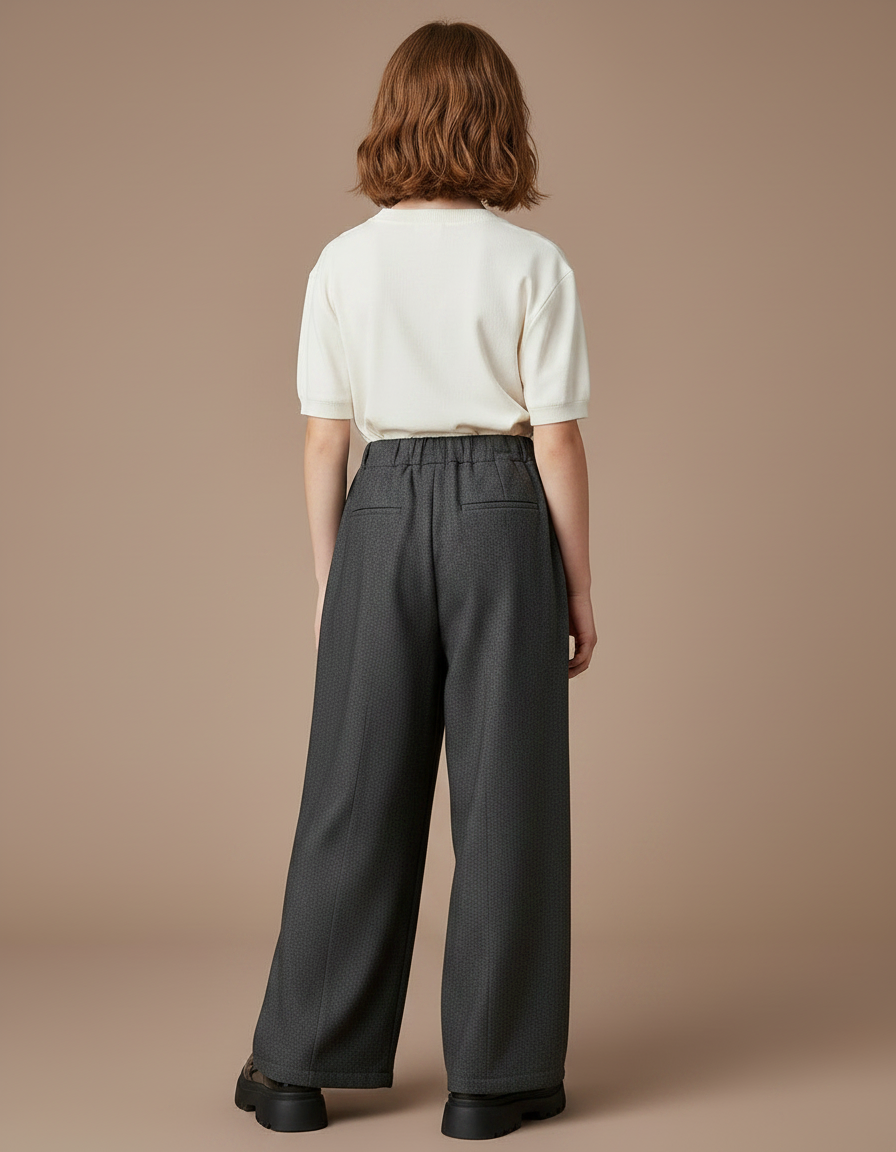 Pantalon Gris Ample Décontracté Enfant Large - Tweed - vue 2