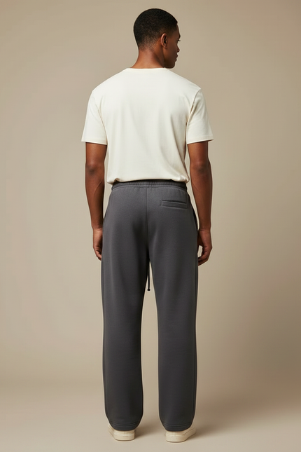 Pantalon Gris Ample Décontracté Cordon Molletonné - vue 2