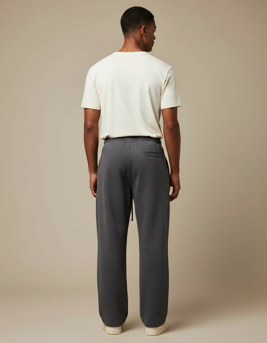 Pantalon Gris Ample Décontracté Cordon Molletonné - vue 2