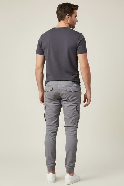 Pantalon Gris Cargo Jogger Cordon Homme Décontracté - Coton - vue 2