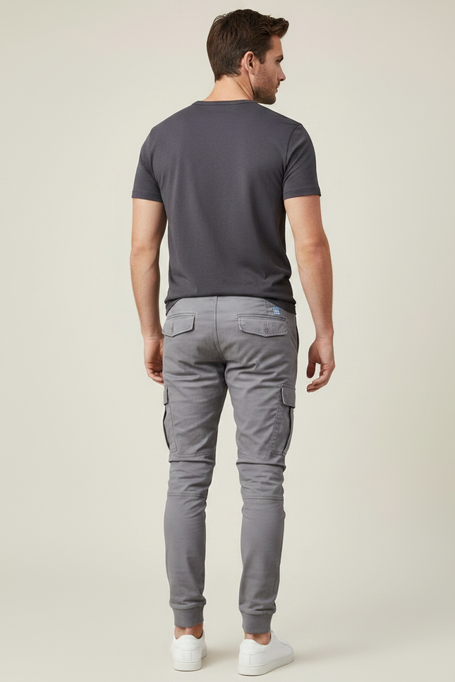 Pantalon Gris Cargo Jogger Cordon Homme Décontracté - Coton - vue 2