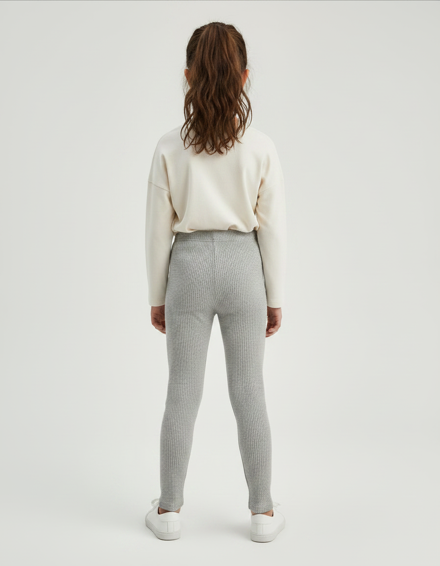 Pantalon Gris Côtelé Skinny Imprimé Fille - Maille - vue 2