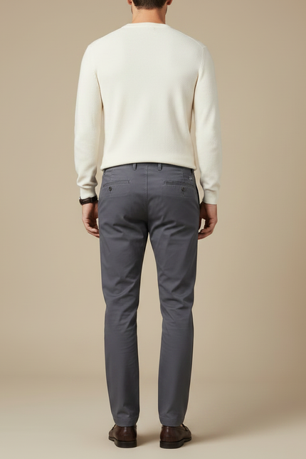 Pantalon Gris Décontracté Coton Stretch Homme Élégant - vue 2