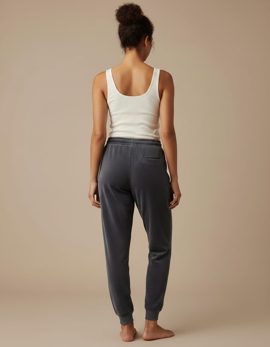 Pantalon Gris Molletonné Ample Décontracté Confortable - vue 2