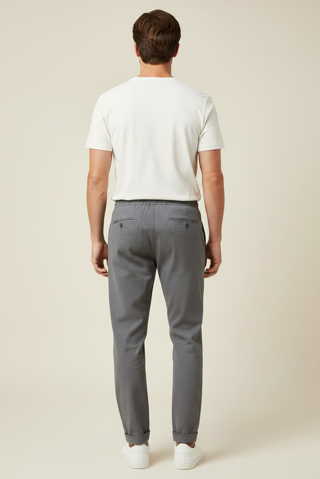 Pantalon Gris Droit Cordon Décontracté Homme - Polyester - vue 2