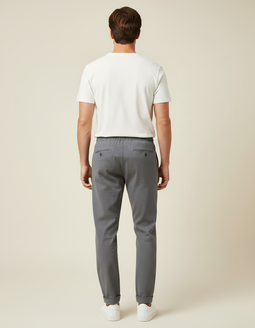 Pantalon Gris Droit Cordon Décontracté Homme - Polyester - vue 2