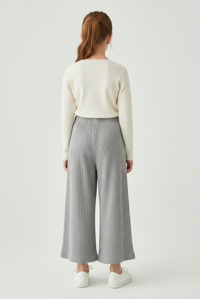 Pantalon Gris Côtelé Ample Confortable Enfant - Maille - vue 2