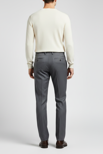 Pantalon Gris Droit Habillé Laine Homme Élégant - vue 2