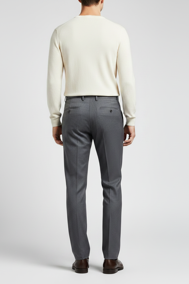 Pantalon Gris Droit Habillé Laine Homme Élégant - vue 2