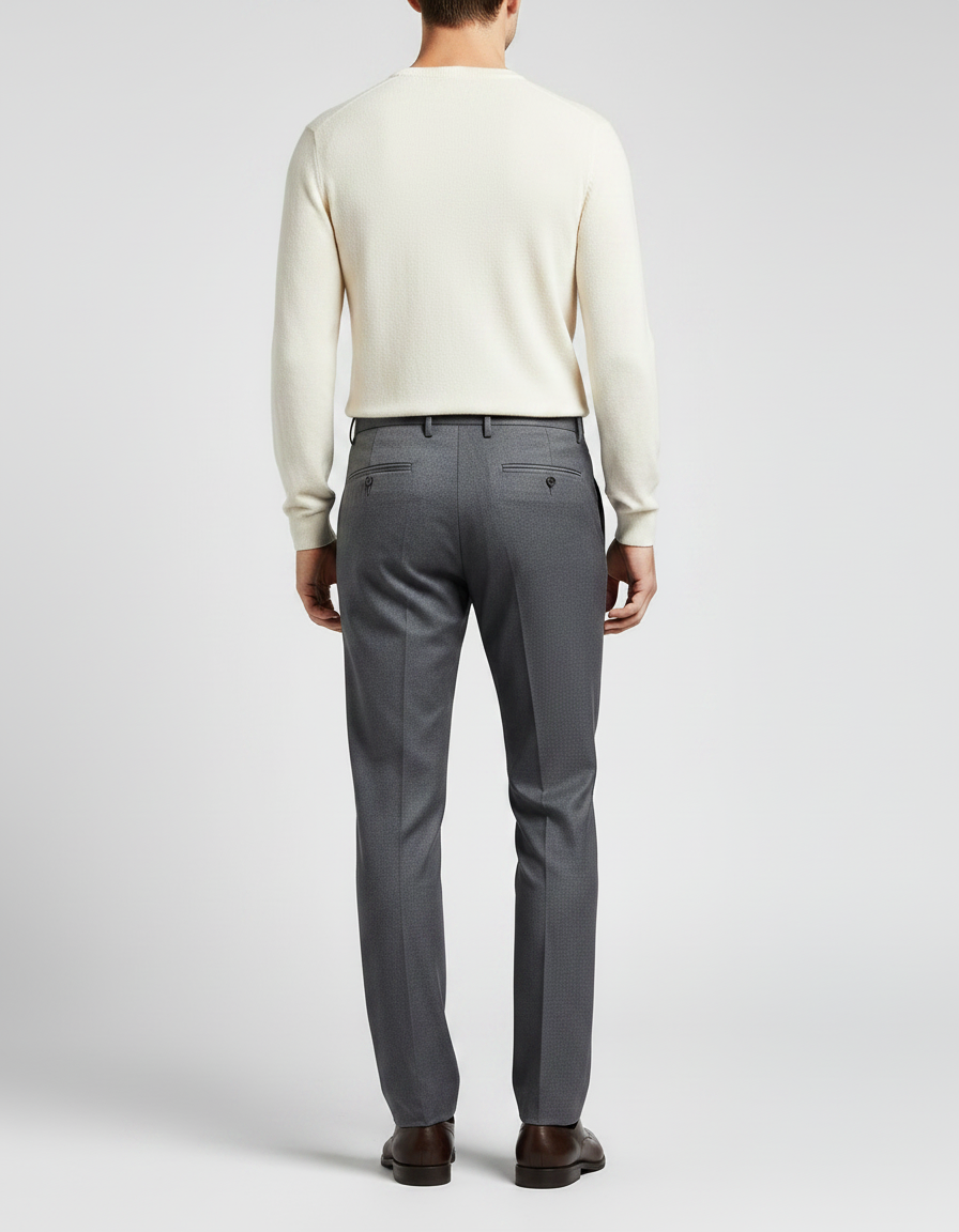 Pantalon Gris Droit Habillé Laine Homme Élégant - vue 2