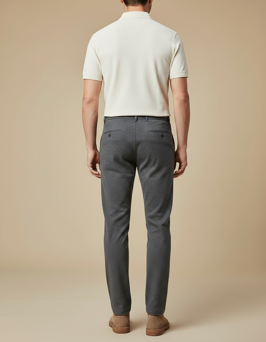 Pantalon Gris Tissé Slim Confortable Décontracté Homme - Laine - vue 2