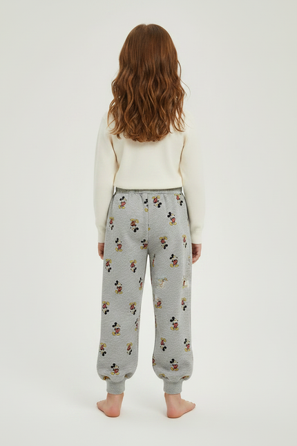 Pantalon Gris Molletonné Imprimé Mickey Enfant Décontracté - vue 2