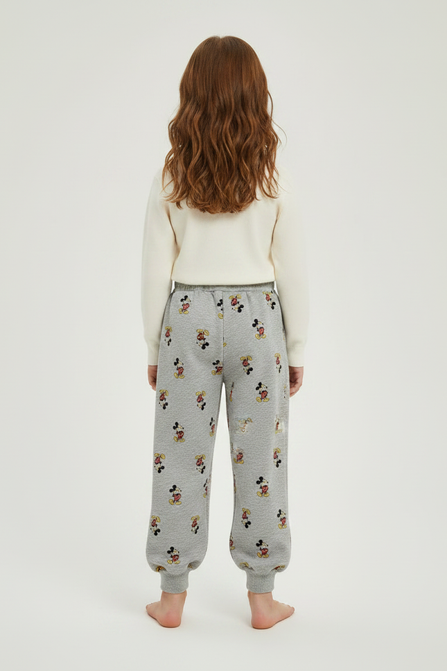 Pantalon Gris Molletonné Imprimé Mickey Enfant Décontracté - vue 2