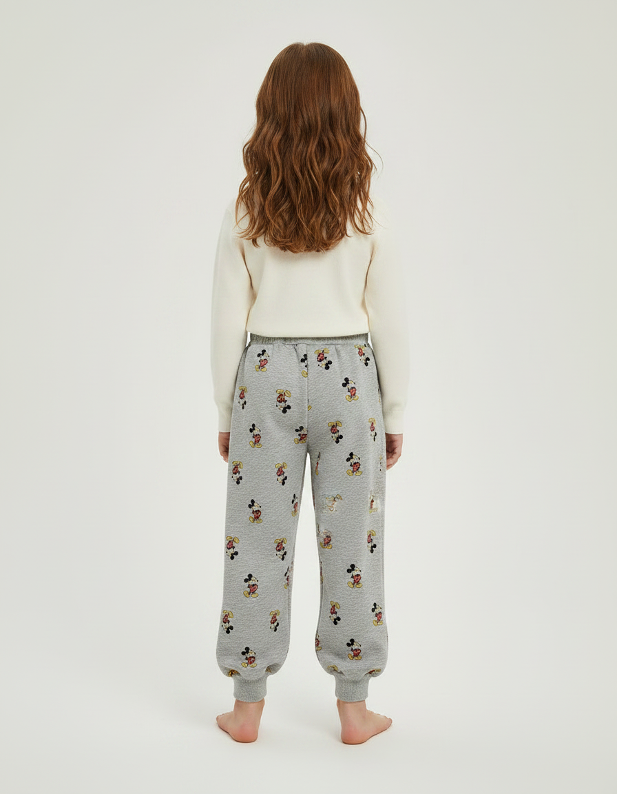 Pantalon Gris Molletonné Imprimé Mickey Enfant Décontracté - vue 2