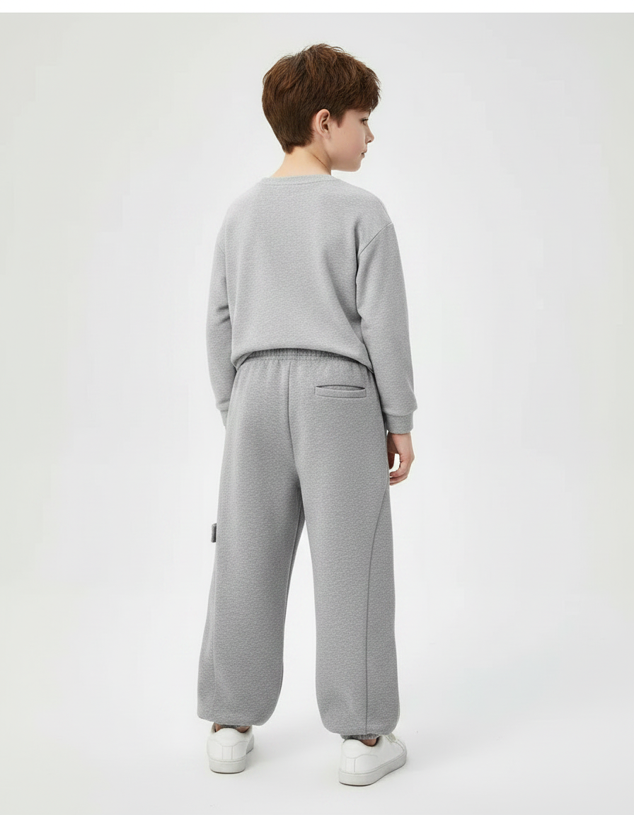 Pantalon Gris Ample Décontracté Coton Garçon - Molleton - vue 2