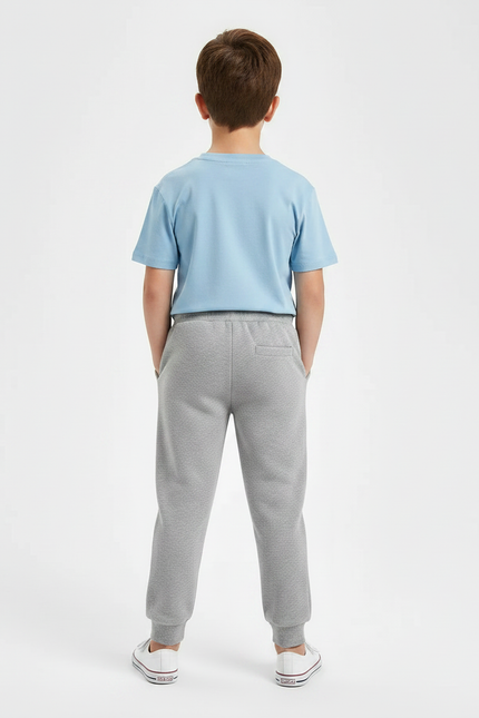 Pantalon Gris Molletonné Enfant Décontracté Sport Basique - vue 2