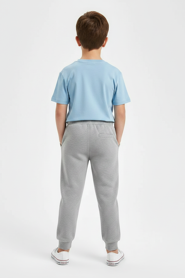 Pantalon Gris Molletonné Enfant Décontracté Sport Basique - vue 2
