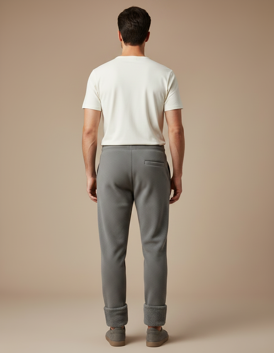Pantalon Gris Molletonné Confortable Décontracté Chaud Homme - vue 2