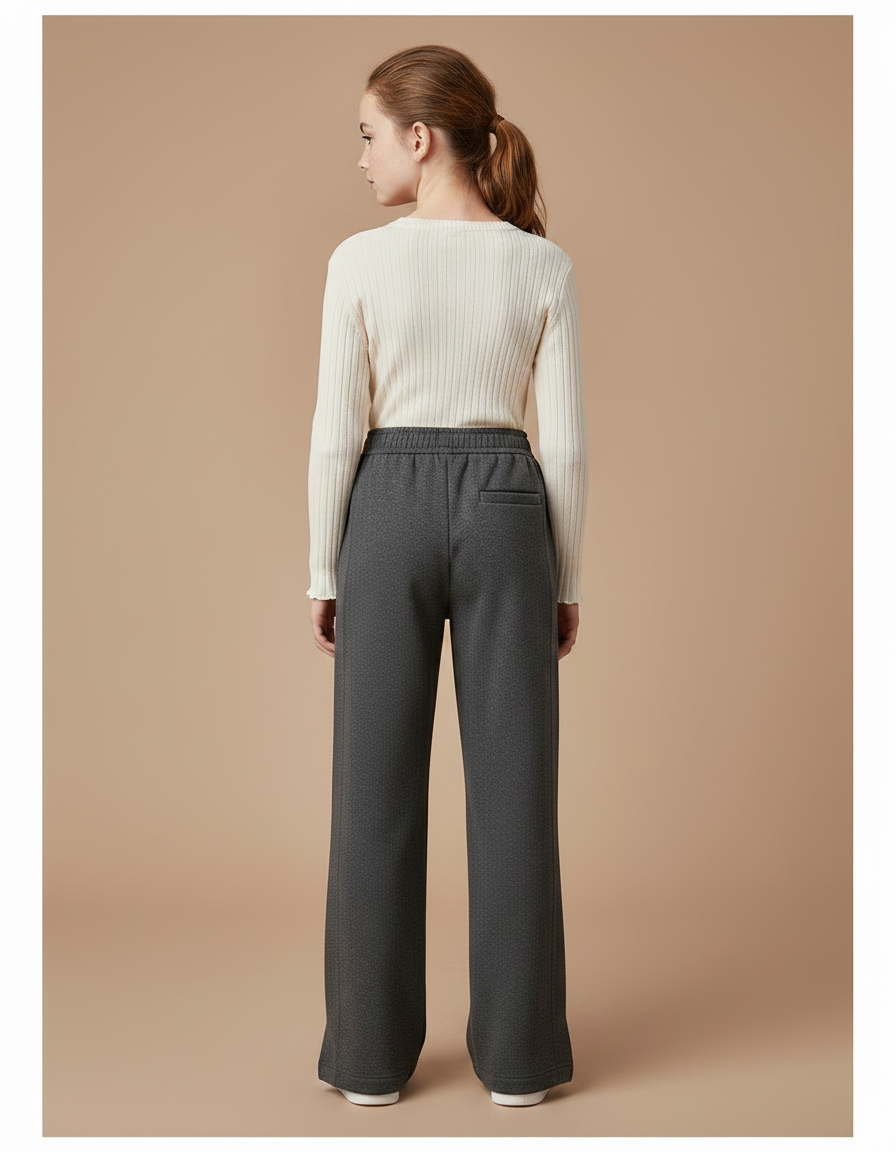 Pantalon Gris Ample Décontracté Fille Molletonné - vue 2