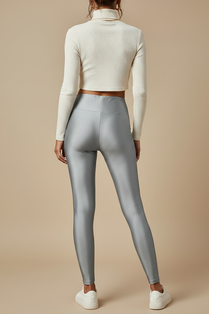 Pantalon Gris Brillant - Argenté Polyester - vue 2