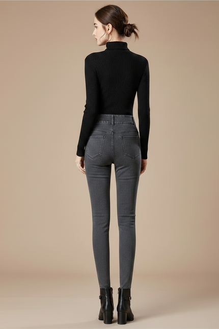 Pantalon Gris Skinny Taille Haute Stretch Femme - Jean - vue 2