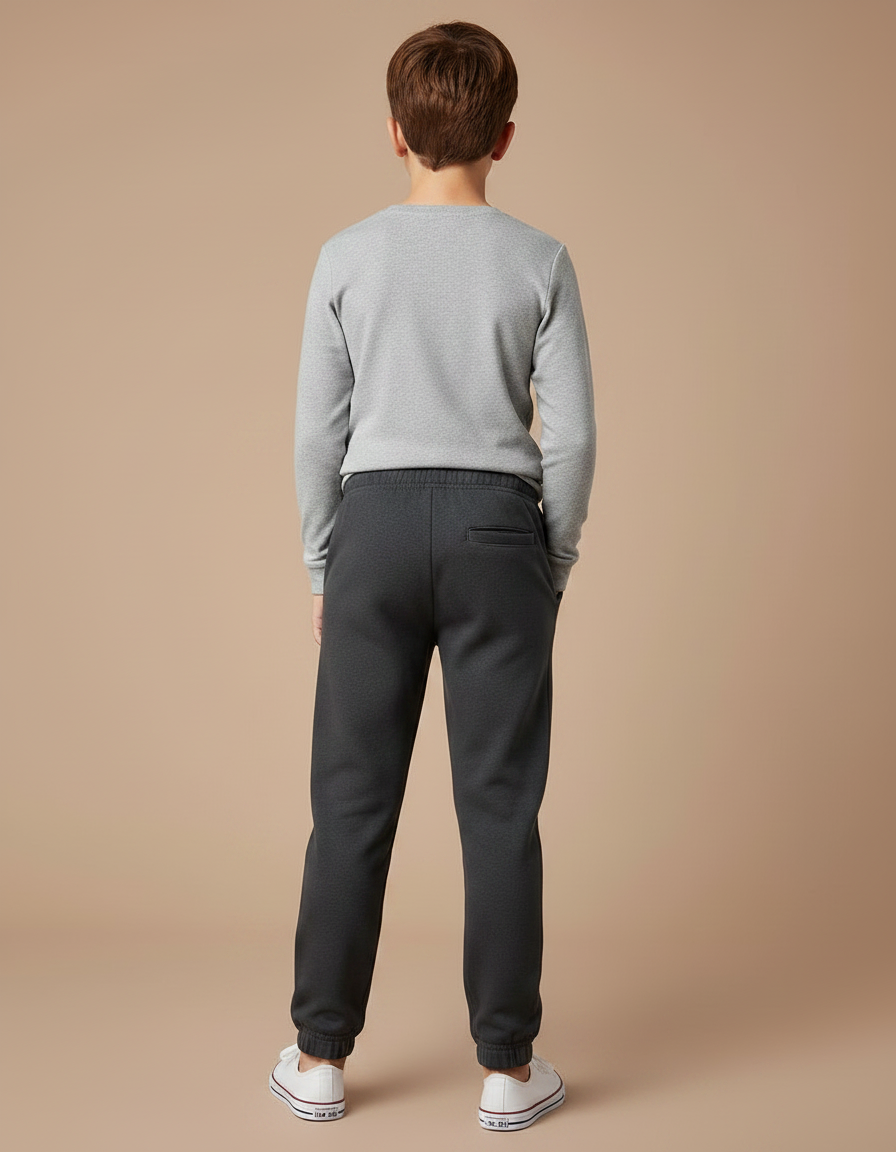 Pantalon Gris Enfant Molletonné Ample Décontracté Cordon - vue 2
