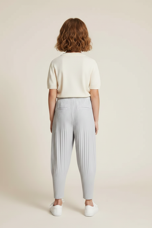 Pantalon Gris Plissé Ample Confortable Enfant - Polyester - vue 2