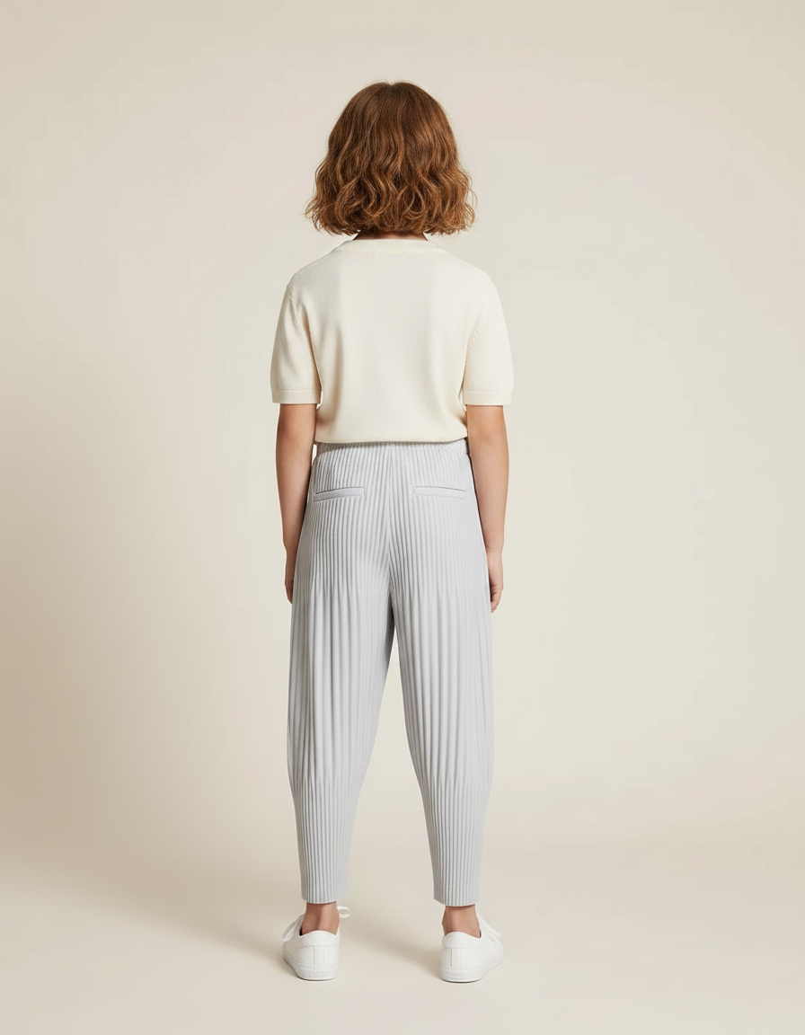 Pantalon Gris Plissé Ample Confortable Enfant - Polyester - vue 2