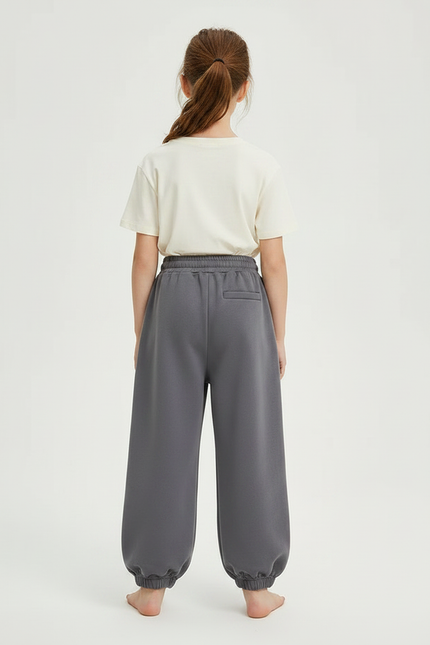 Pantalon Gris Ample Décontracté Confortable Coton Fille - Molleton - vue 2