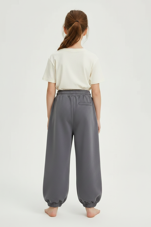 Pantalon Gris Ample Décontracté Confortable Coton Fille - Molleton - vue 2