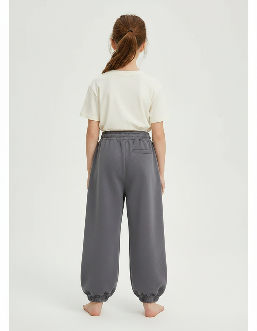 Pantalon Gris Ample Décontracté Confortable Coton Fille - Molleton - vue 2