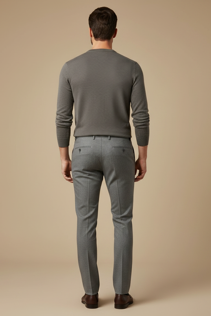 Pantalon De Costume Gris A Carreaux - Laine - vue 2