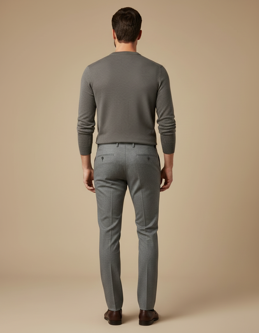 Pantalon De Costume Gris A Carreaux - Laine - vue 2
