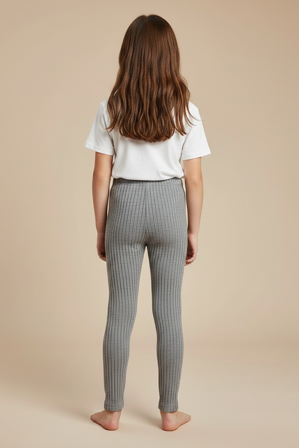 Pantalon Gris Côtelé Fille Extensible Confortable - Cordé - vue 2