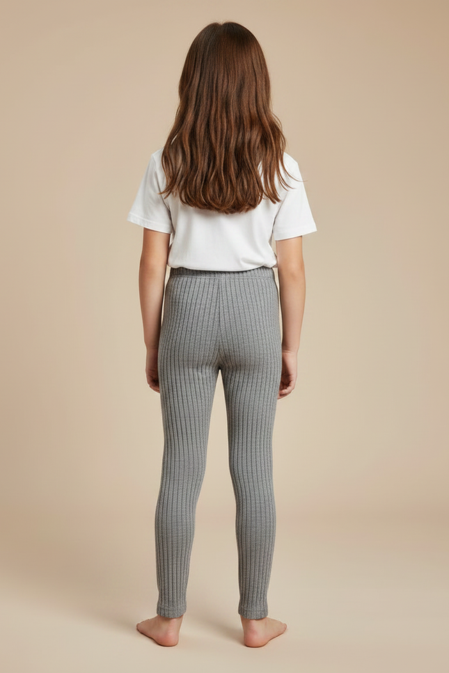 Pantalon Gris Côtelé Fille Extensible Confortable - Cordé - vue 2
