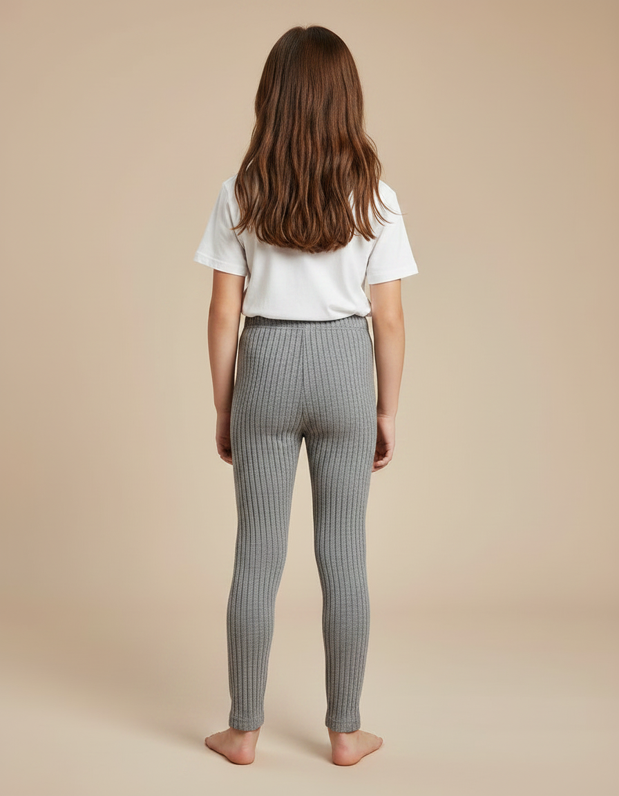 Pantalon Gris Côtelé Fille Extensible Confortable - Cordé - vue 2