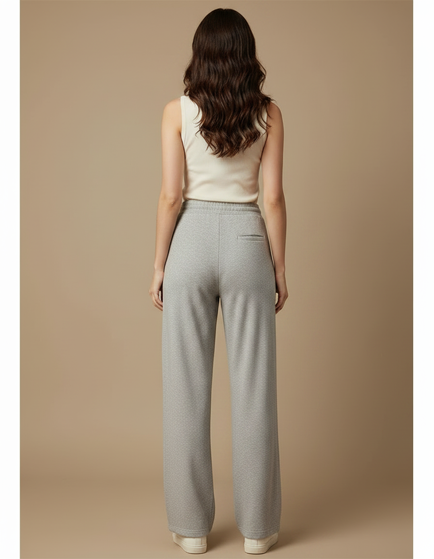 Pantalon Gris Ample Décontracté Coton Molletonné Confortable - vue 2
