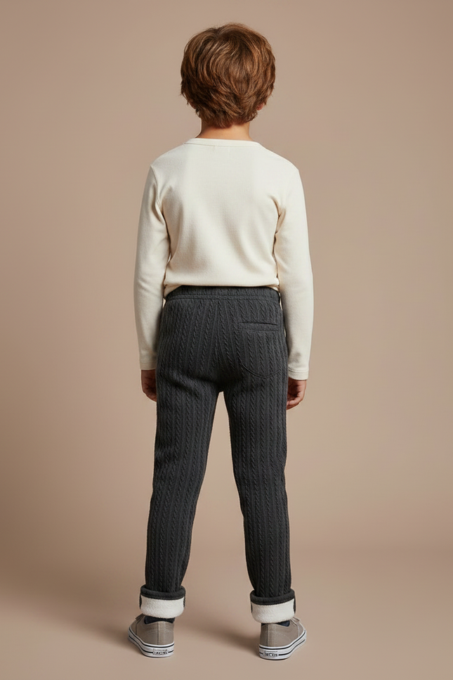Pantalon Gris Tressé Chaud Enfant Garçon - Maille - vue 2