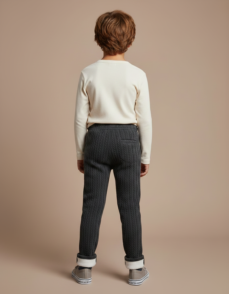 Pantalon Gris Tressé Chaud Enfant Garçon - Maille - vue 2