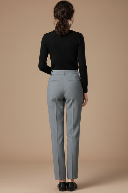 Pantalon Gris Taille Haute - Polyester - vue 2