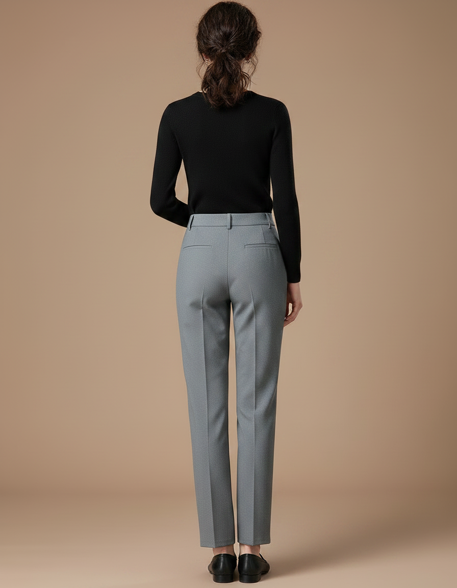 Pantalon Gris Taille Haute - Polyester - vue 2