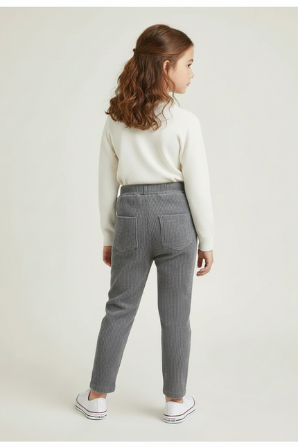 Pantalon Gris Fille - Cordé - vue 2